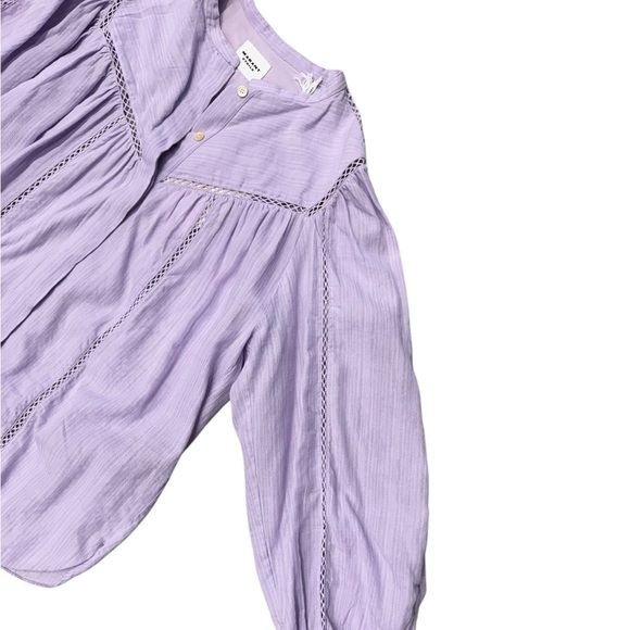 Isabel Marant Etoile Leonard Cotton Line Blouse Lilac NWT - Picture 6 of 12